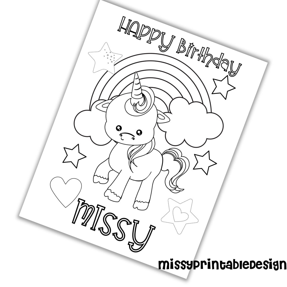 Personalized Unicorn Party Coloring Pages Custom Unicorn | Etsy