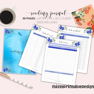 Reading Journal Printable, Book Review Journal, Book Reading Planner, Book Tracker, Books to Read, Book Challenge, INSTANT DOWNLOAD