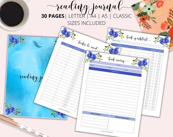Reading Journal Printable, Book Review Planner (INSTANT DOWNLOAD)