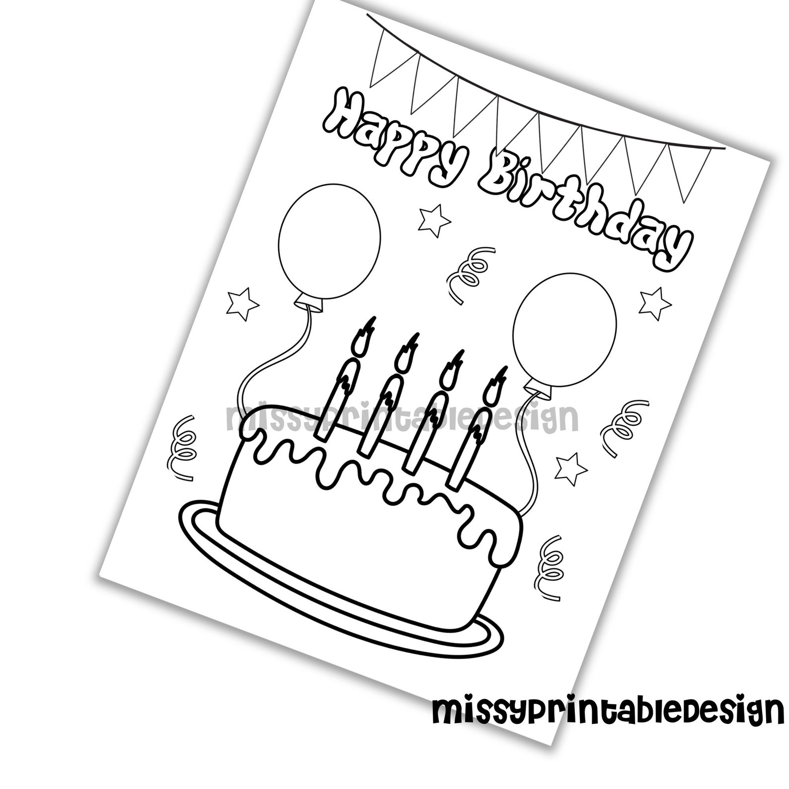 Happy Birthday Coloring Pages Printable Coloring Pages - Etsy
