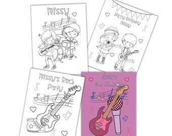 Coloriages personnalisés pour fête d'anniversaire d'un groupe de rock (téléchargement numérique)