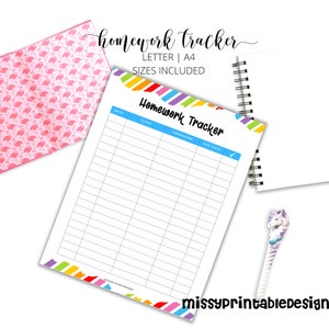 Kids Homework Tracker, Printable Homework Log, Homework Organizer, Student Homework List, Printable Homework Tracker Assignment Tracker