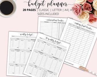 Printable Budget Planner, Financial Planner, Bi-Weekly Budget, Monthly Budget Planner,  Weekly Budget, Paycheck Budget Planner, Inserts