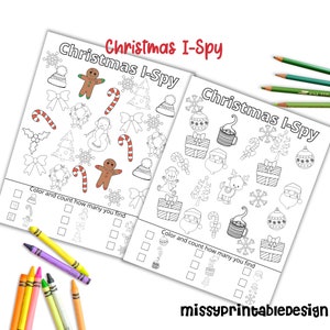 Christmas I-Spy, Printable Christmas I-Spy Game, Holiday Game, Christmas Games, Christmas Party Games, Fun Christmas