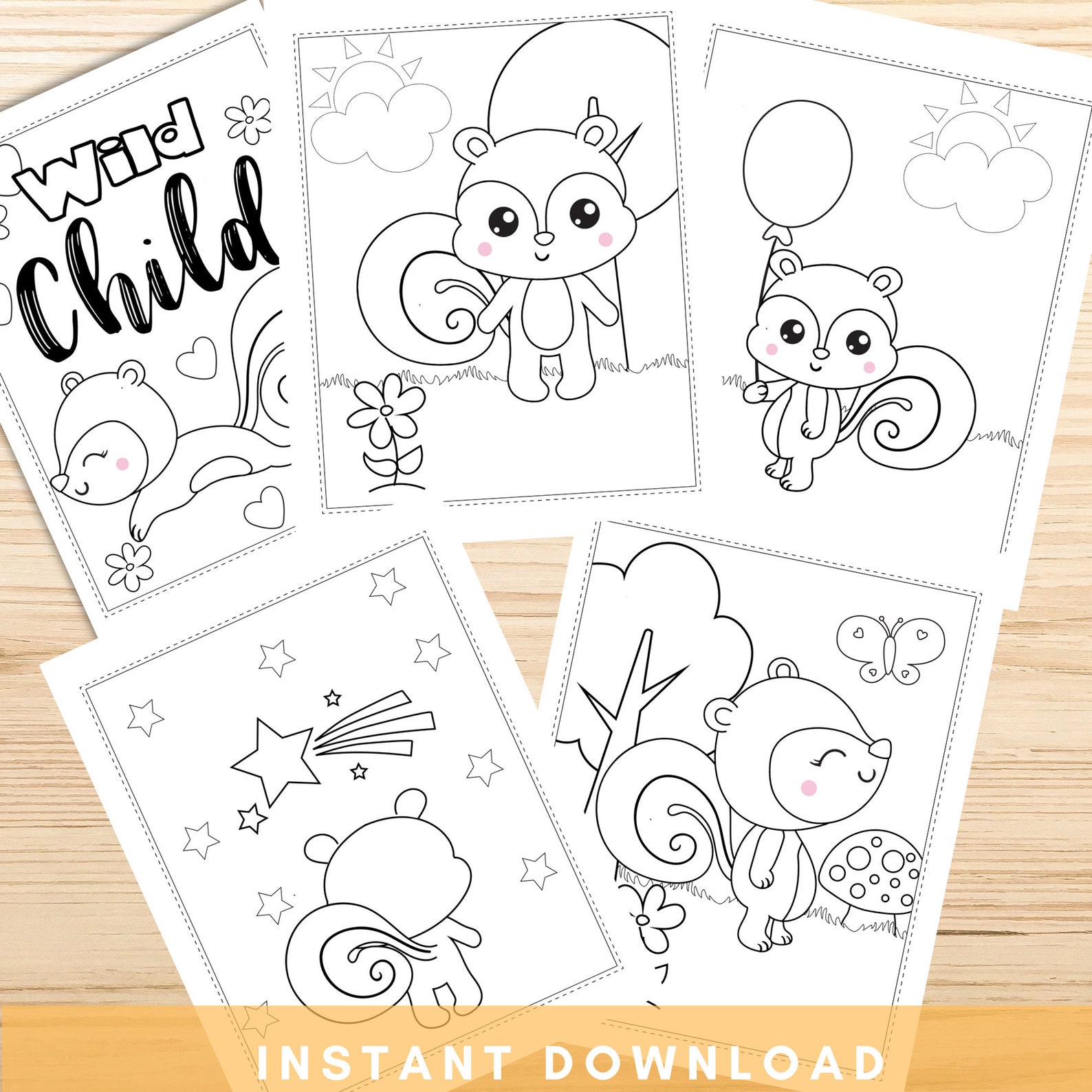 Squirrel Coloring Pages for Kids Animal Coloring Pages - Etsy