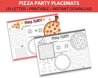 Manteles individuales para fiesta de pizza: Página para colorear para niños (PDF)