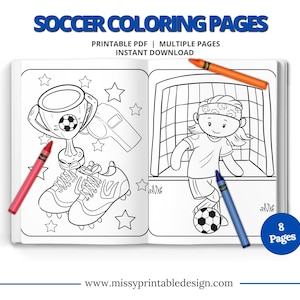 Soccer Coloring Pages, Printable Coloring Pages, Soccer Party Activity, Kids Birthday Party, Kids Coloring Pages, INSTANT DOWNLOAD