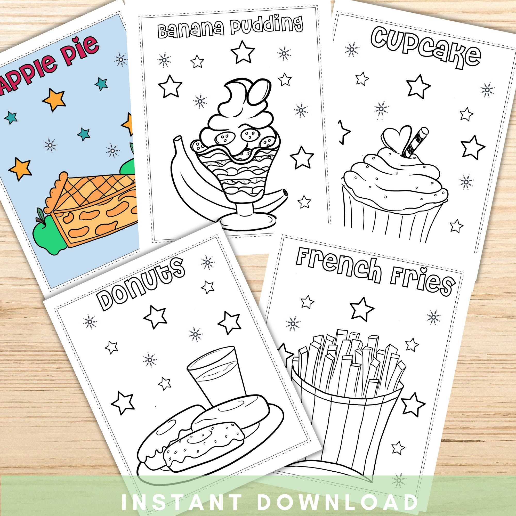 junk food coloring pages 25 printable a z food activity etsy