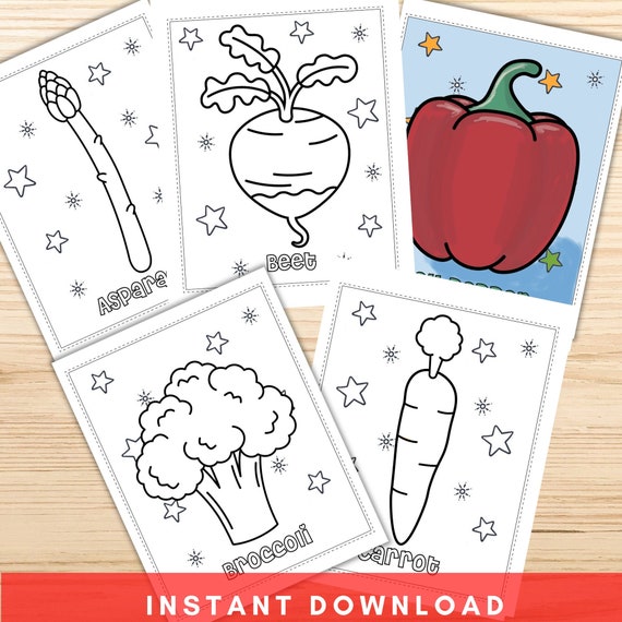 fruits and vegetables coloring pages printable vegetable etsy australia