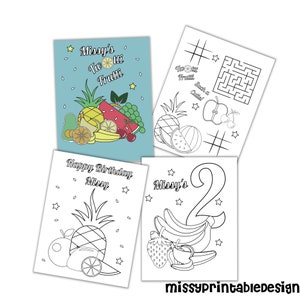 Personalized Twotti Frutti Party Coloring Pages, Custom Twotti Frutti Birthday Party Coloring Pages, Coloring Pages for Kids, Party Favors