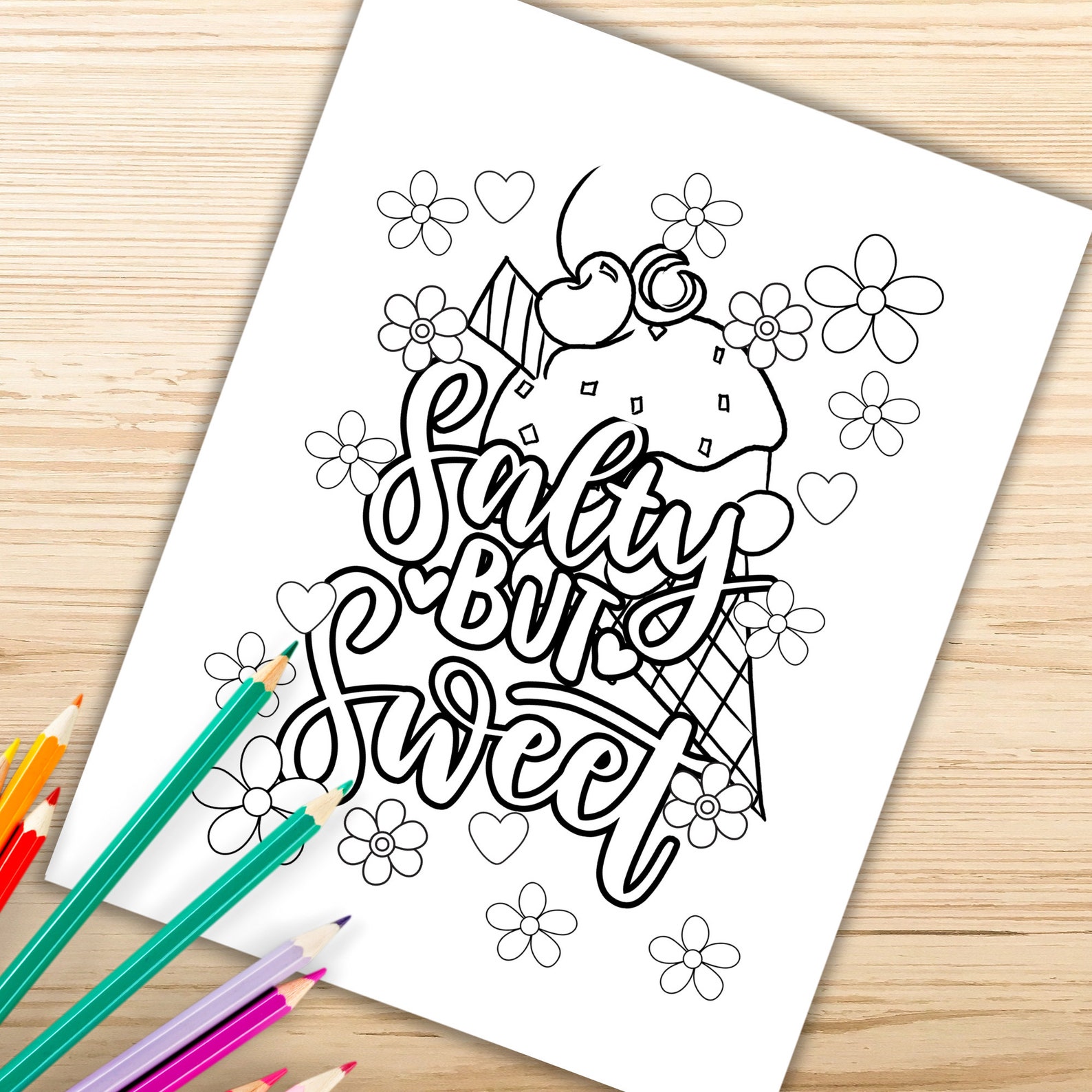Girl Power Coloring Pages For Kids Teens Flower Coloring Etsy