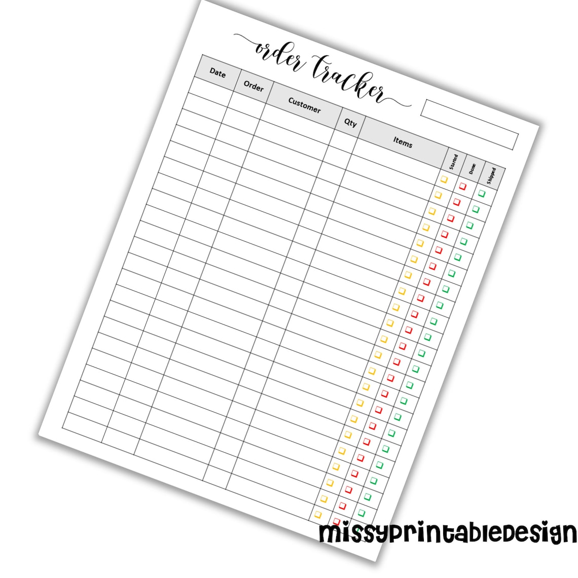 Order Tracker and Order Form Printable Order Tracker Log Etsy