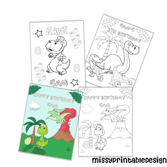 Personalized Dinosaur Party Coloring Pages Custom Dinosaur