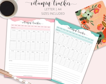 Printable Vitamin Tracker, Supplement Log (Instant Download)