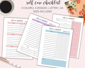 Self Care Checklist, Printable Self Care Checklist, Wellness Planner, Gratitude Journal, Self Care Kit, INSTANT DOWNLOAD