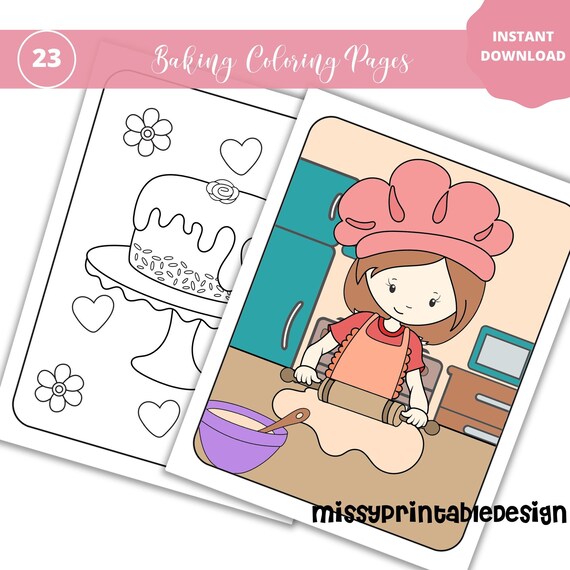 Baking Coloring Pages Printable Coloring Pages for Kids Etsy