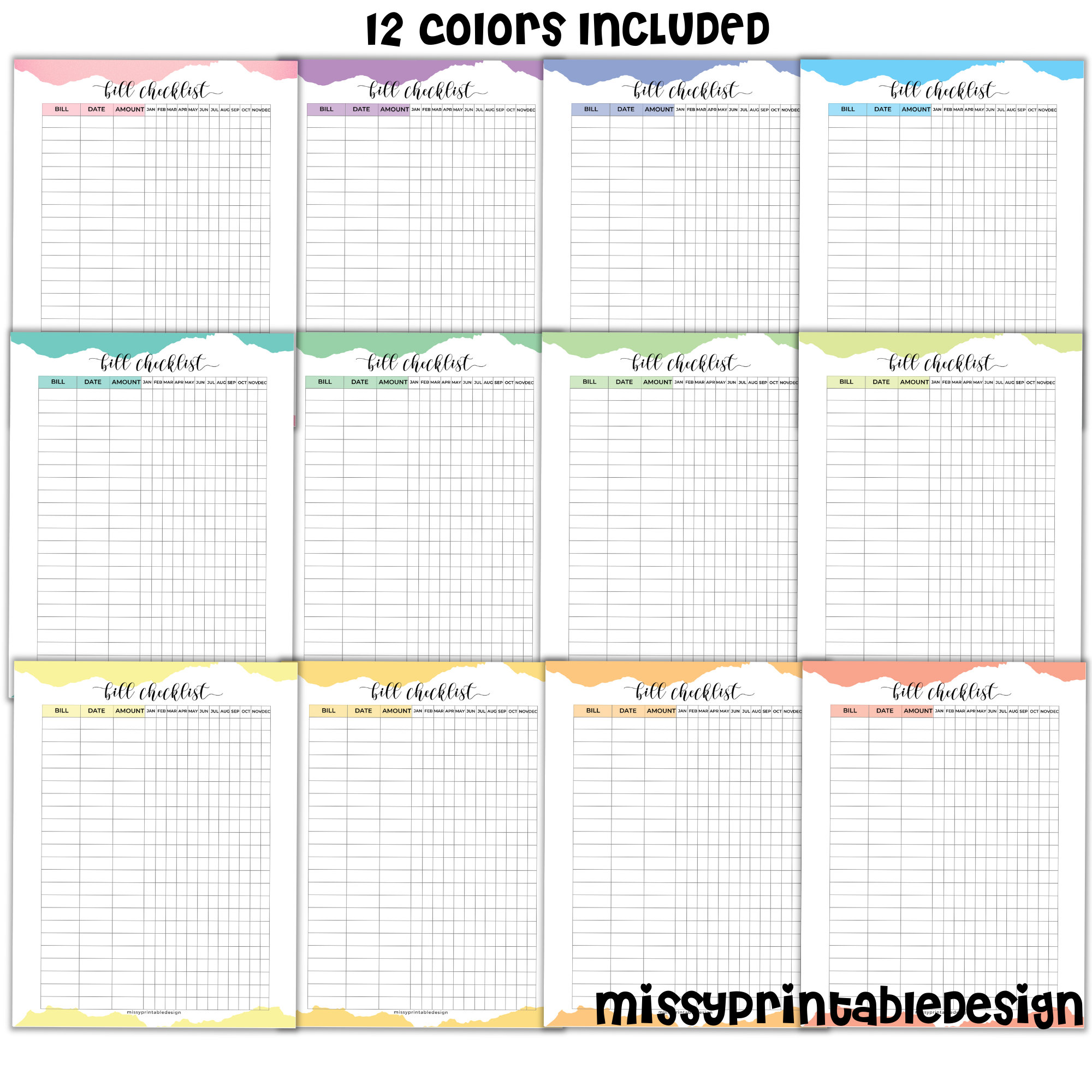 Bill Payment Checklist Printable Bill Payment Tracker - Etsy