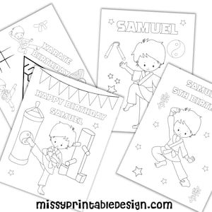 Gepersonaliseerde Karate Kleurplaten, Aangepaste Karate Verjaardagsfeest Kleurplaten, Kleurplaten voor Kinderen, Karate Verjaardag, Party Favor