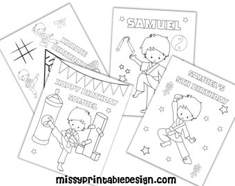 Personalized Karate Birthday Coloring Pages (Digital Download)