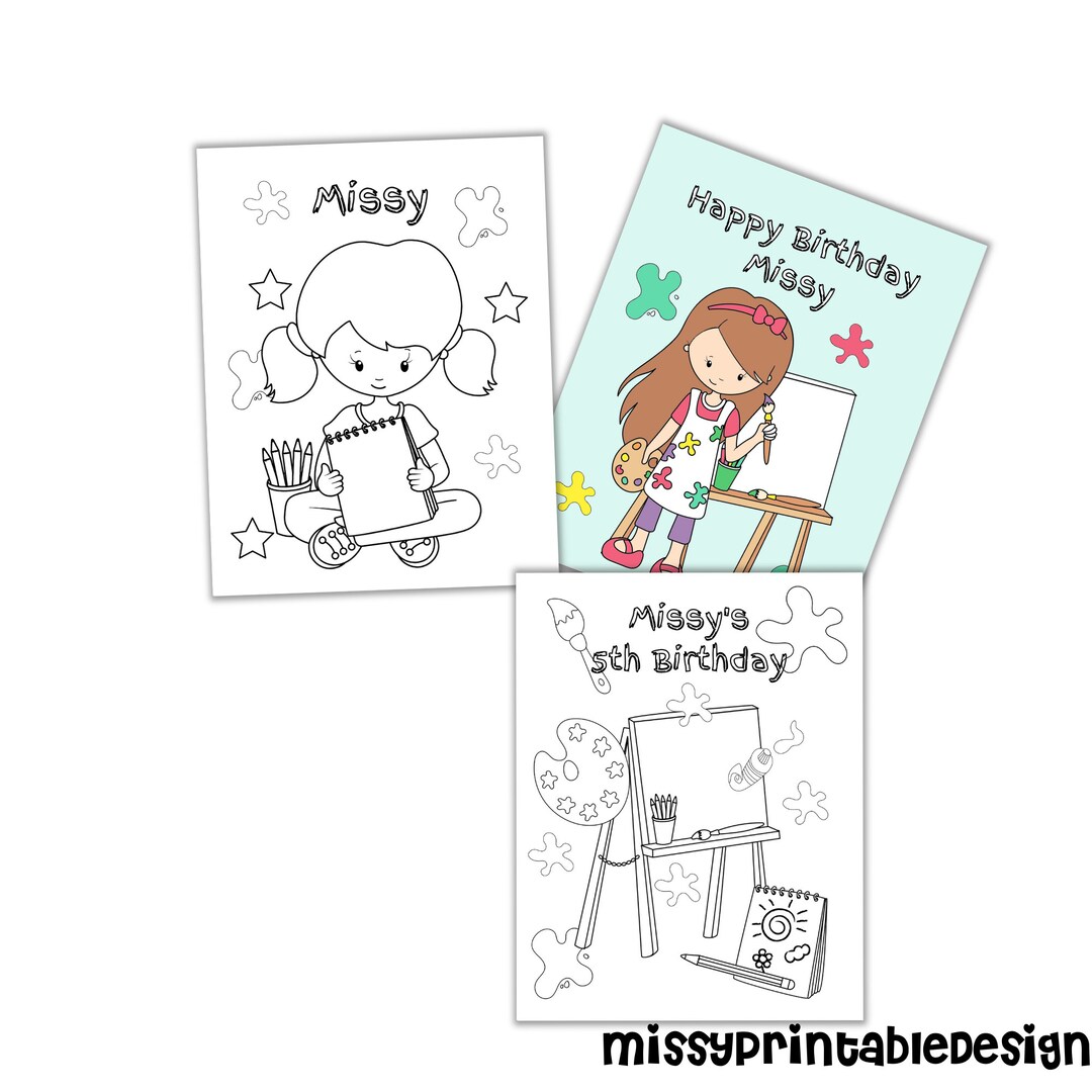 Personalized Art Party Coloring Pages, Custom Art Birthday Party ...