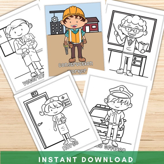Occupation Coloring Pages for Kids - Job Coloring Pages, Community Helpers, Preschool Activity, Instant Download Il_570xn