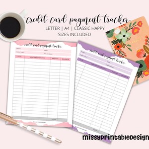 Credit Card Payment Tracker Printable: A4, Letter, Happy Planner (Digital Download)