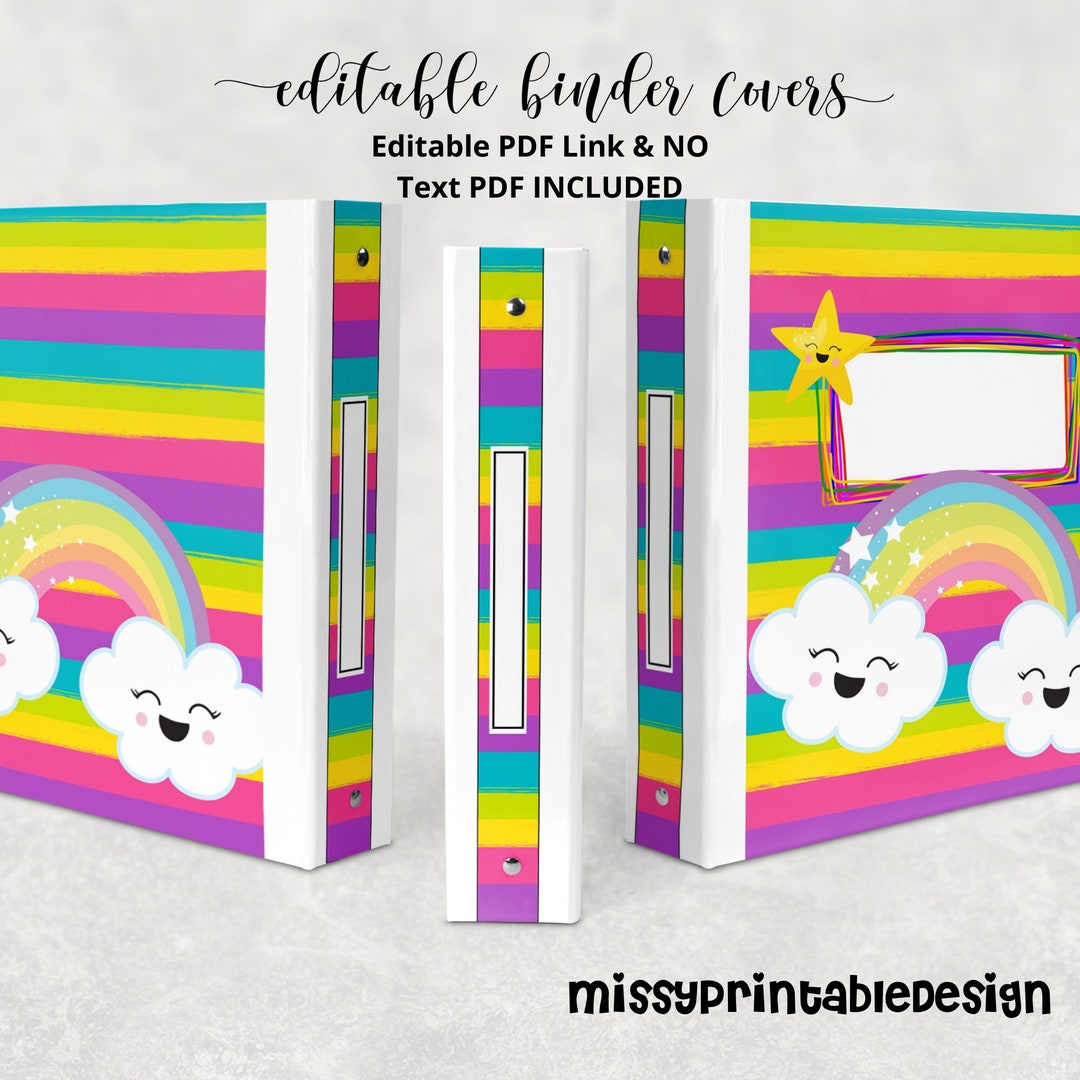 Editable Rainbow Binder Covers, School Teacher Binder (PDF) - Etsy
