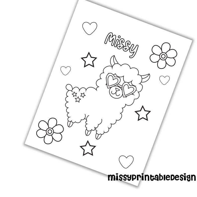 Personalized Llama Party Coloring Pages Custom Llama Birthday | Etsy