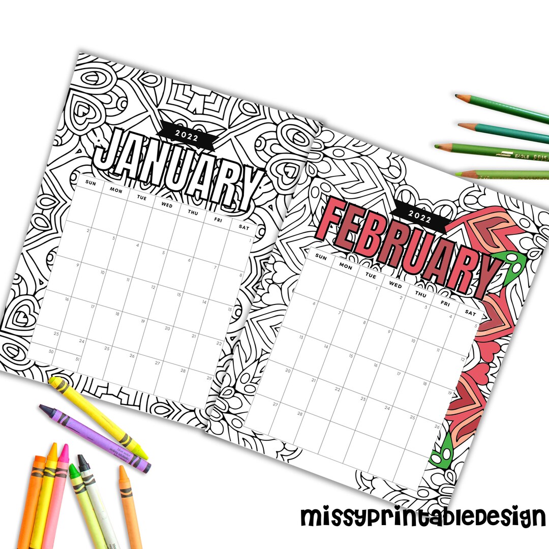 2022 Printable Pattern Coloring Calendar Printable 2022 Calendar 2022 Printable Pattern Coloring Calendar Printable 2022 Calendar