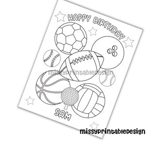 Personalized Sports Coloring Pages, Custom Sports Party Coloring Pages ...