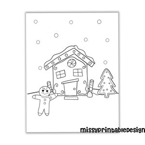 Gingerbread House Coloring Pages, Printable Christmas Coloring Pages, Christmas Party Activity, Holiday Coloring Pages, Kids Coloring Pages image 4