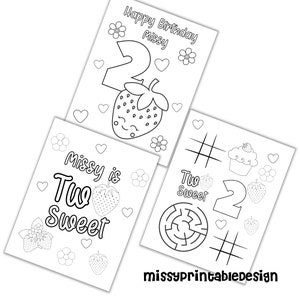 Personalized Two Sweet Berry Coloring Pages, Custom Berry Party Coloring Pages, Berry Coloring Pages for Kids