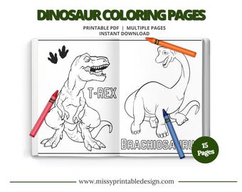 Dinosaurier Malseiten, Dinosaurier zum Ausdrucken, Malseiten zum Ausdrucken, Dinosaurier Party Geburtstag, Dinosaurier Wandkunst, DIGITAL