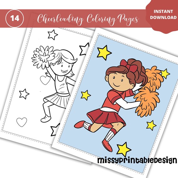 Cheerleading Coloring Pages, Printable Cheerleader Coloring Book