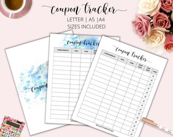 Coupon Code Tracker, Printable Coupon Organizer, Discount Tracker, Shopping Coupon Organizer, INSTANT DOWNLOAD