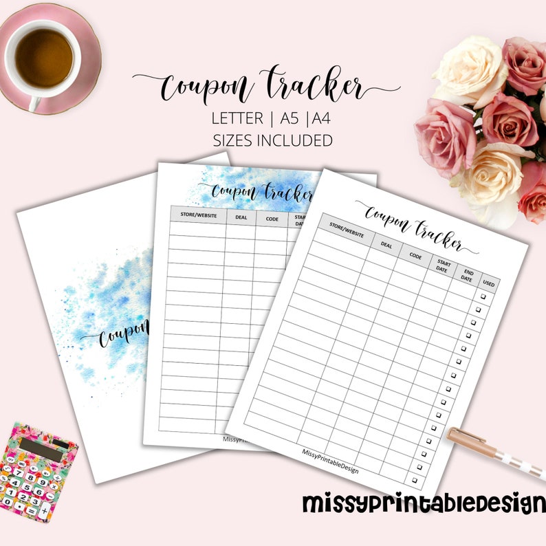Coupon Code Tracker Printable, Organizer (instant Download) - Etsy