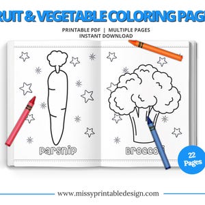 Fruits and Vegetables Coloring Pages, Printable Vegetable Activity Coloring Pages, Kids Coloring Sheets, INSTANT DOWNLOAD
