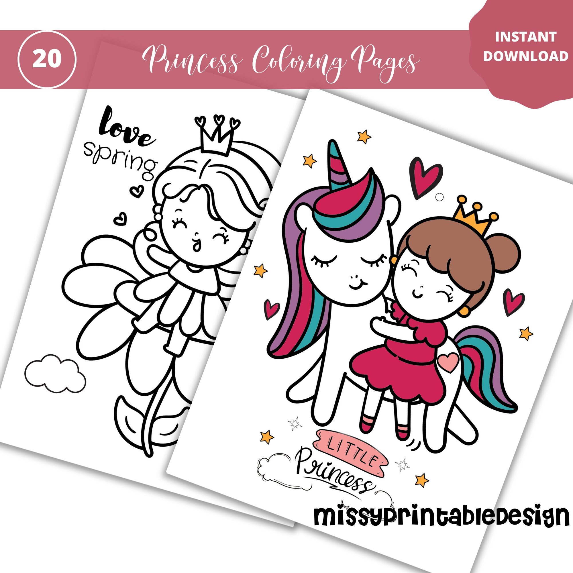 20 cute princess coloring pages printable princess coloring etsy