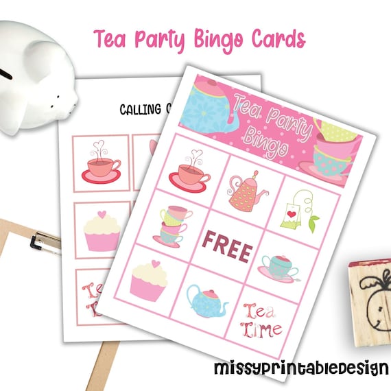 Tea Party Bingo Cards Printable Tea Party Bingo Game School - Etsy