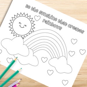 Rainbow Coloring Pages for Kids Printable Rainbow Coloring Pages, Rainbow Quotes, Birthday Activity, INSTANT DOWNLOAD, Kids Coloring Book image 4