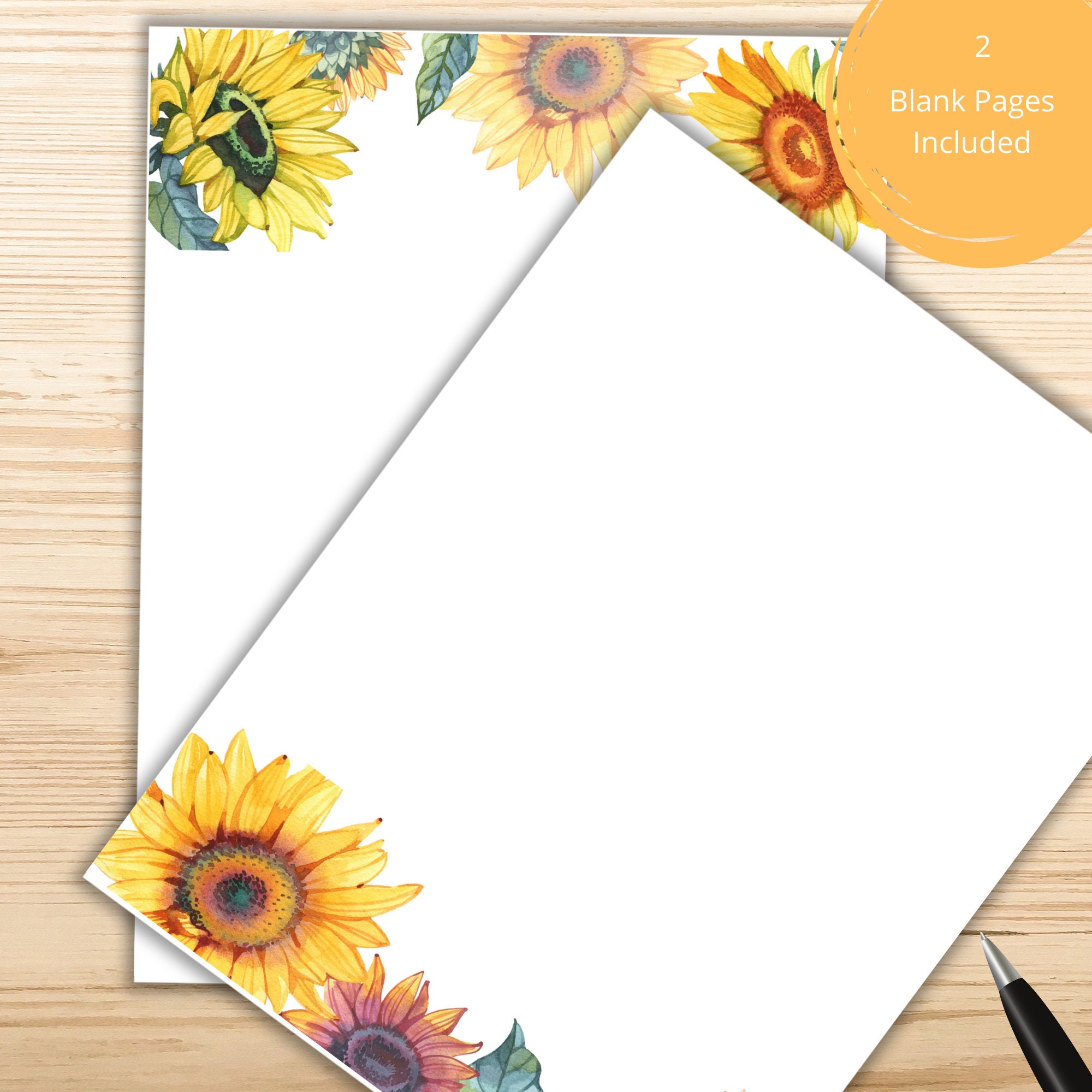 Printable Sunflower Journal Printable Journal Pages Etsy