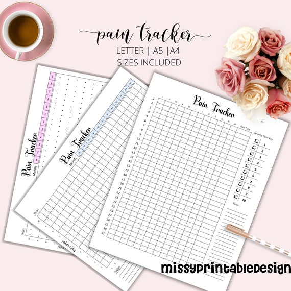 Pain Tracker, Printable Pain Log, Bullet Journal, Printable Inserts ...