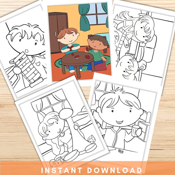 Playing Board Games Coloring Pages, Printable Board Games Coloring Book for Kids, INSTANT DOWNLOAD Il_570xn