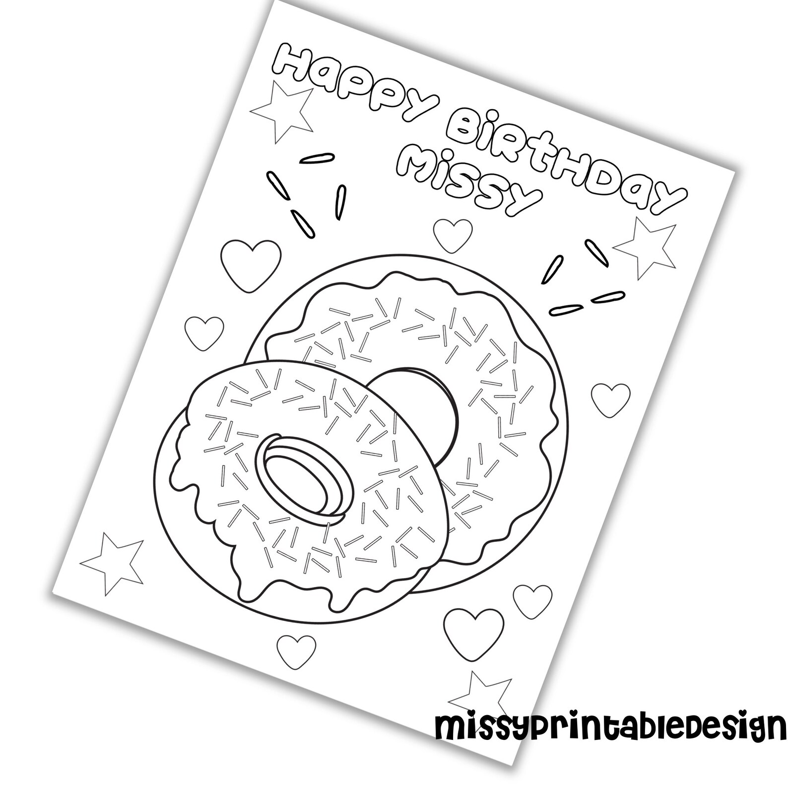 Personalized Donut Party Coloring Pages Custom Donut Birthday - Etsy
