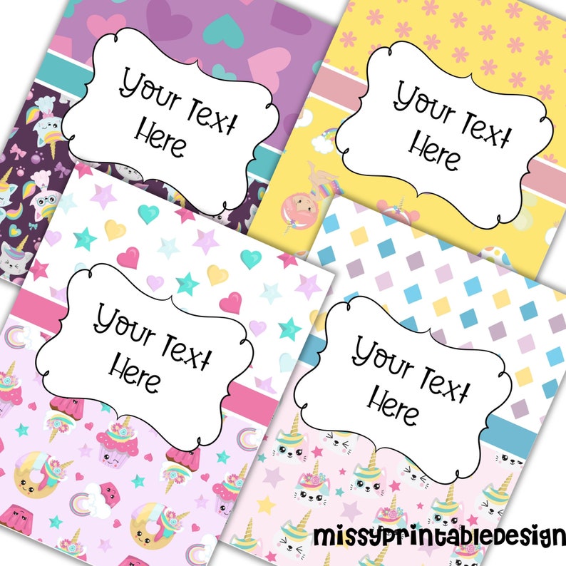 Editable Binder Covers & Spines Unicorn Themed Printable Etsy