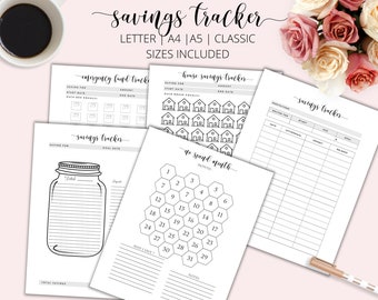 Printable Savings Challenge Bundle, Monthly Tracker (Digital Download)