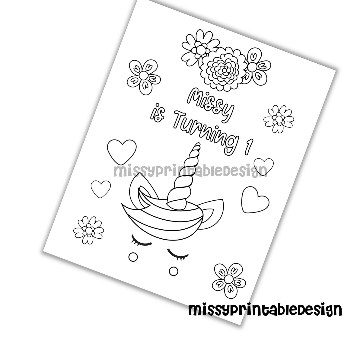 Personalized Unicorn Face Party Coloring Pages Custom Unicorn - Etsy