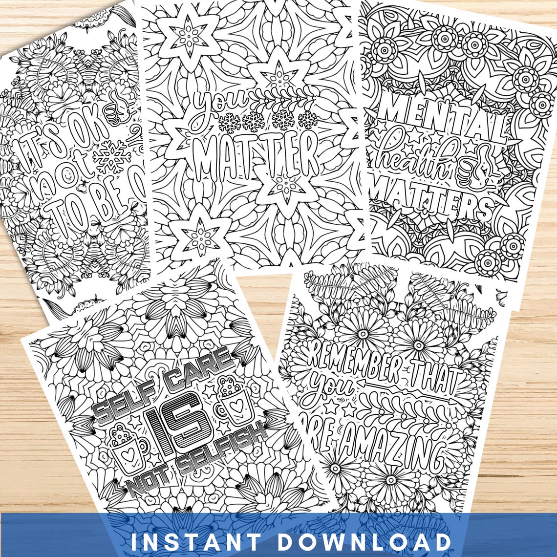 Self Care Coloring Pages Adult Coloring Pages Floral Mental - Etsy Ireland