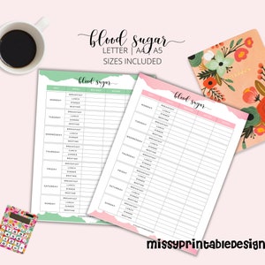 Blood Sugar Tracker, Printable Blood Sugar Log, Blood Sugar Monitor, Glucose Journal, Diabetes log, INSTANT DOWNLOAD