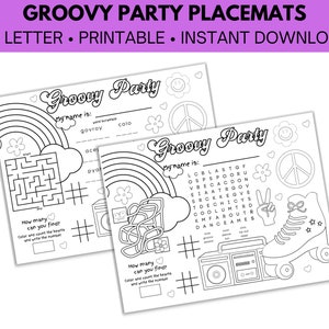 Groovy Party Placemats: Kids Coloring Page (PDF)
